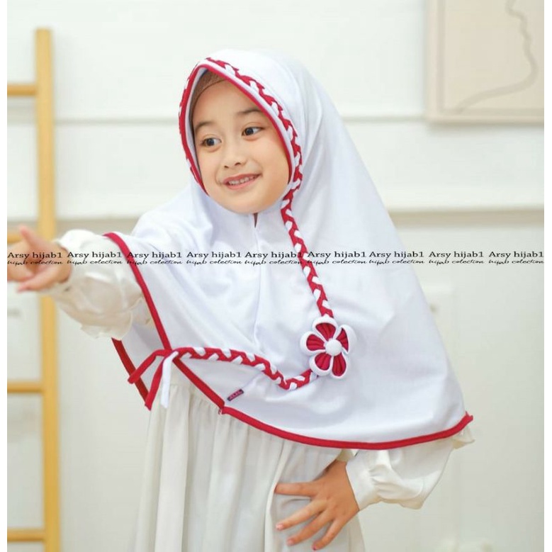 Jual Jilbab Anak Sekolah Sd Kepang Bunga 6-9thn | Shopee Indonesia