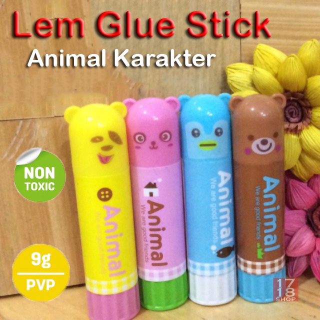 Jual Stick Glue Lem untuk Anak-anak Kartun Lucu Hewan Kepala Lem Untuk