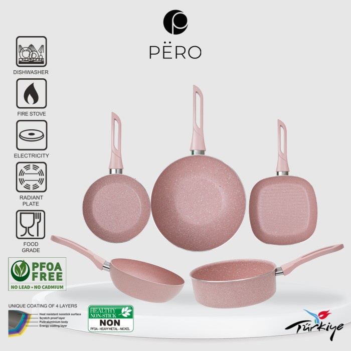 Schafer Essen Pink Fireproof Nonstick Cookware Set