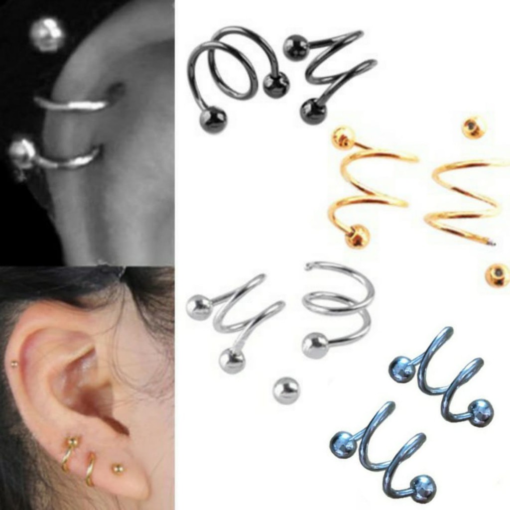 Jual Anting Tindik Telinga Bibir Hidung Gaya Punk Bentuk Spiral Shopee Indonesia