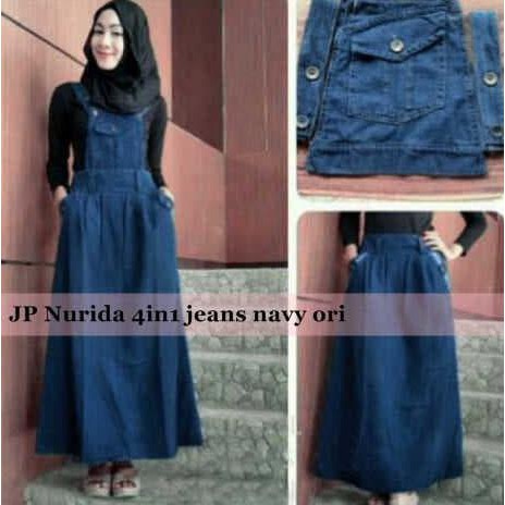 Jual Overall Rok Kodok Nurida Jeans 3In1 ( Overall + Inner + Pasmina ...