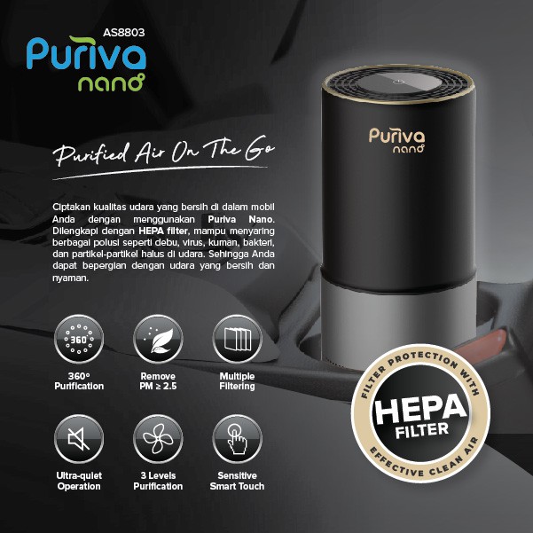 Jual ADVANCE Air Purifier Mobil Portable Puriva Nano (AS8803) HEPA