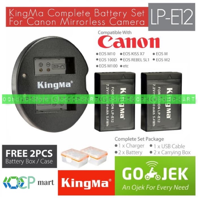 Smatree LP-E12 Set of 2 Batteries+Dual Charger for Canon EOS-M