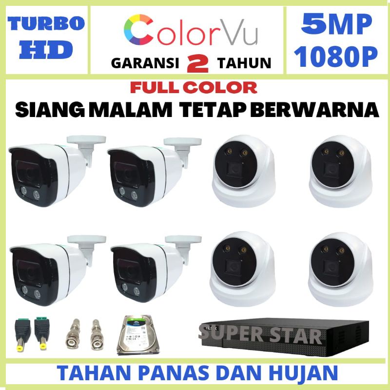 Jual PAKET CCTV COLORVU AUDIO 8 CHANNEL 8 KAMERA LENSA 5MP IR SONY ...
