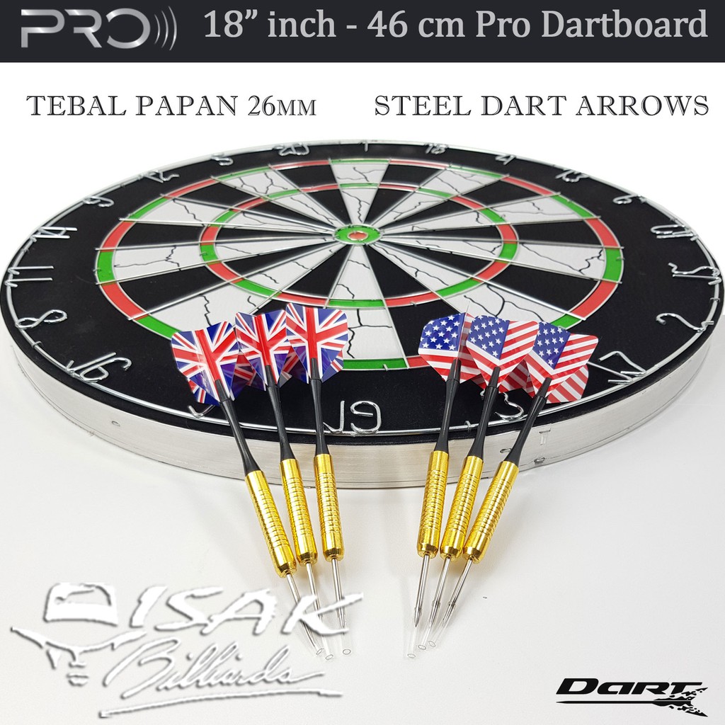 Jual Dartboard Pro 18" inch 46cm Steel Dart Board Papan Panah Hadiah