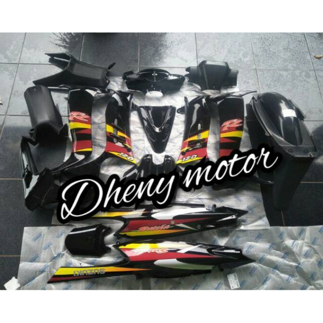 Jual Full Set Body Kasar Dan Alus Satria Hiu Malaysia Hitam Plus Striping Dan Lampu Shopee