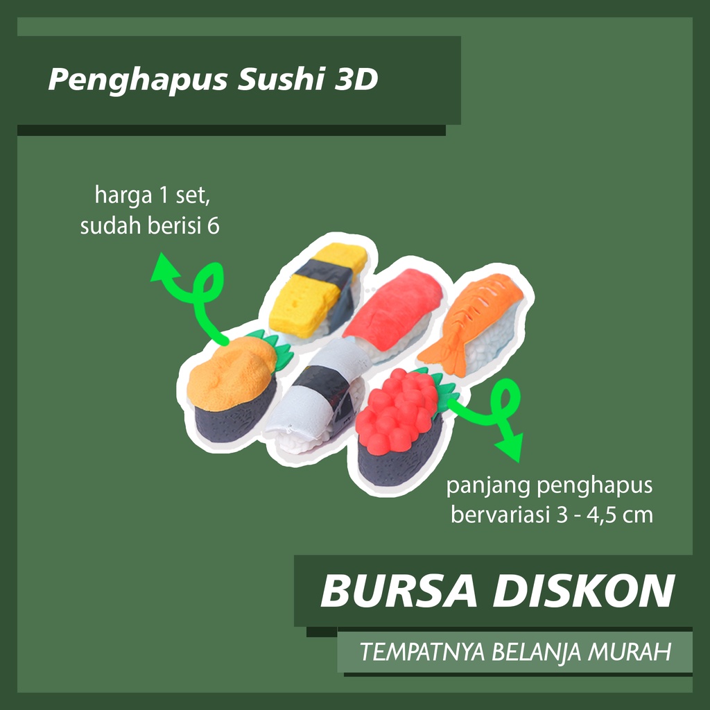 Jual Penghapus Sushi Eraser Food Karet Hapusan Stip Setip Nigiri ...