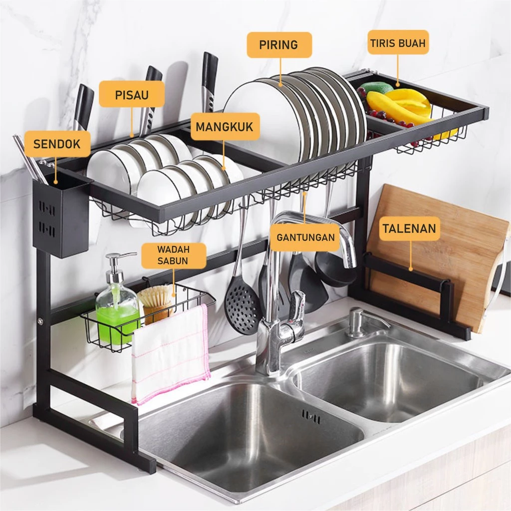 [UNIK88] Rak Piring Stainless Wastafel Dapur Serbaguna | AutoStock