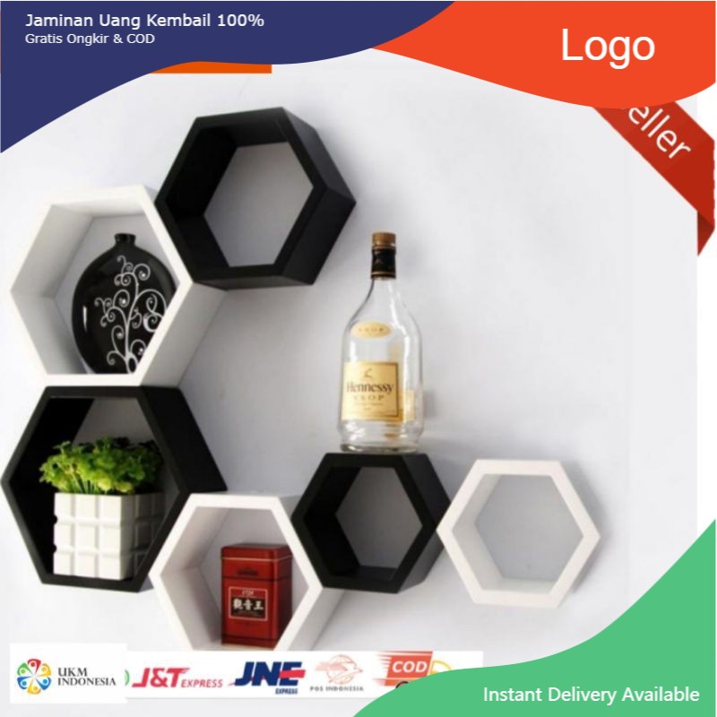 Jual RAK DINDING HEXAGONAL 6 PCS | Shopee Indonesia