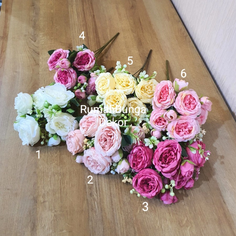 Jual Bunga Hias Peony Artificial X 5 ( Ada 6 Warna ) | Shopee Indonesia