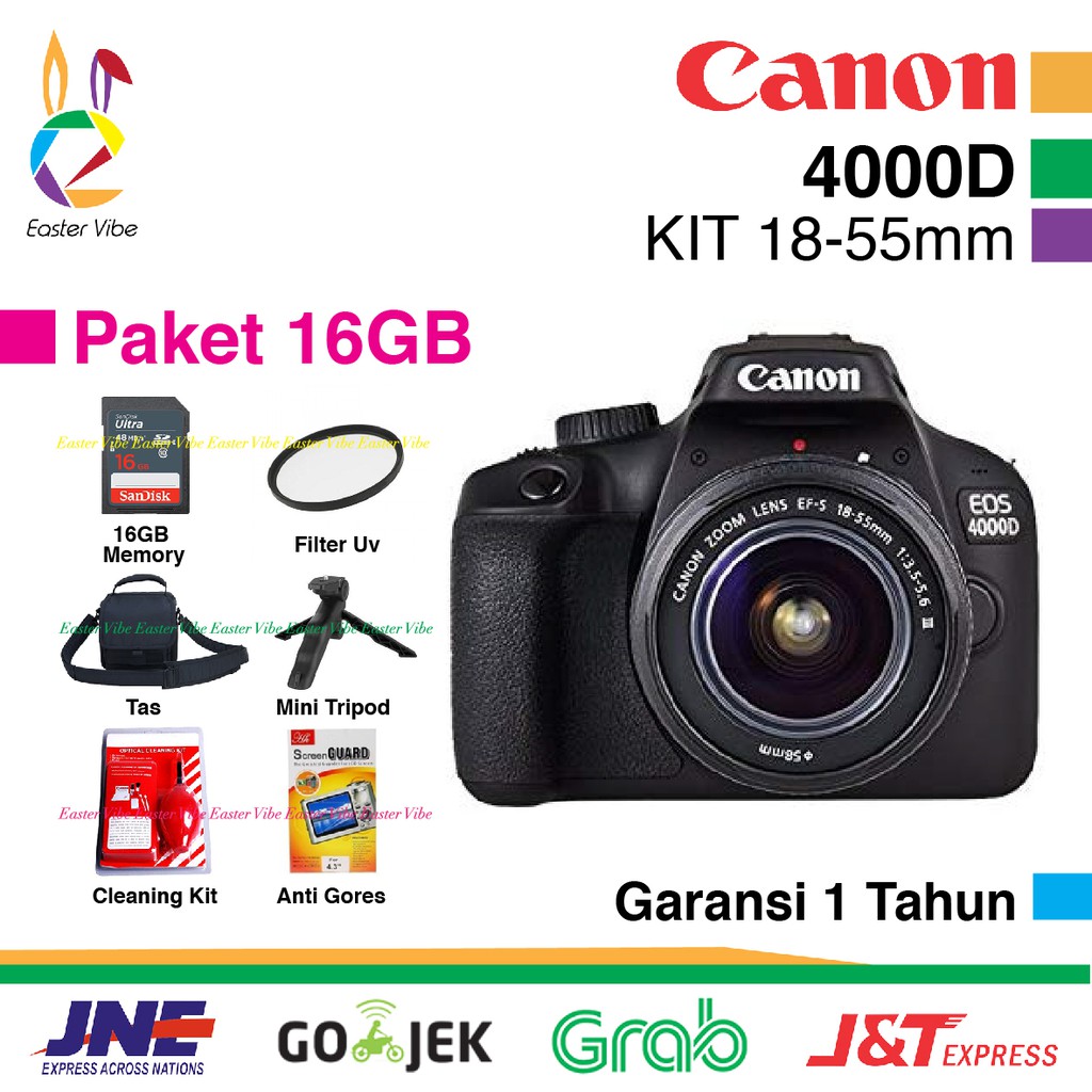 Jual CANON EOS 4000D KIT 18-55mm III PAKET 16GB - KAMERA DSLR | Shopee ...