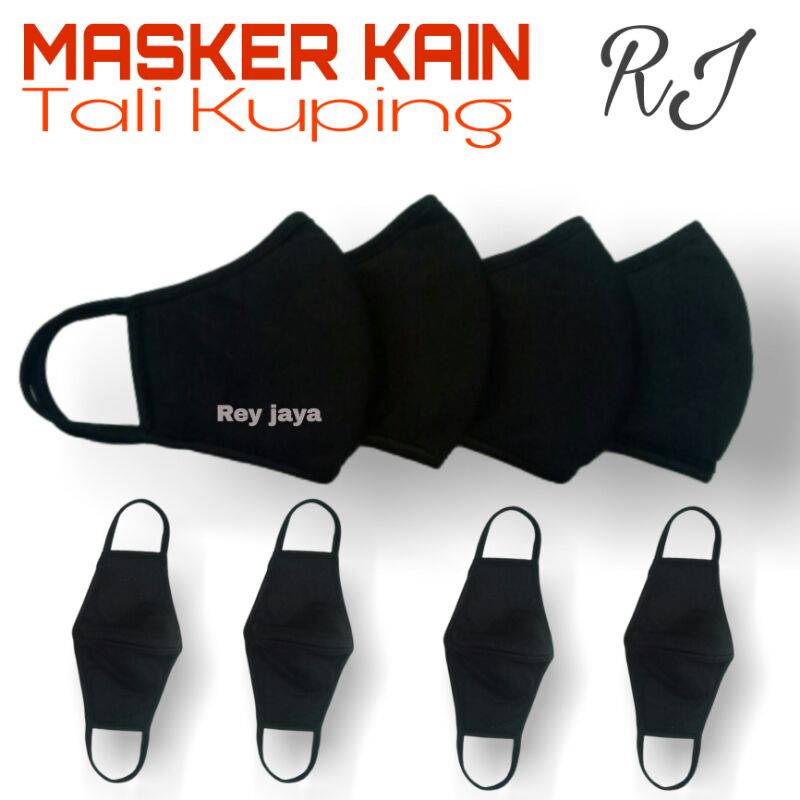 Jual 12 PCS Masker Kain Tali Kuping 3 Lapis Warna Hitam Polos Pria ...