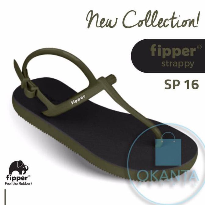 Jual SANDAL FIPPER STRAPPY BLACK GREEN ARMY SP 16 ORIGINAL