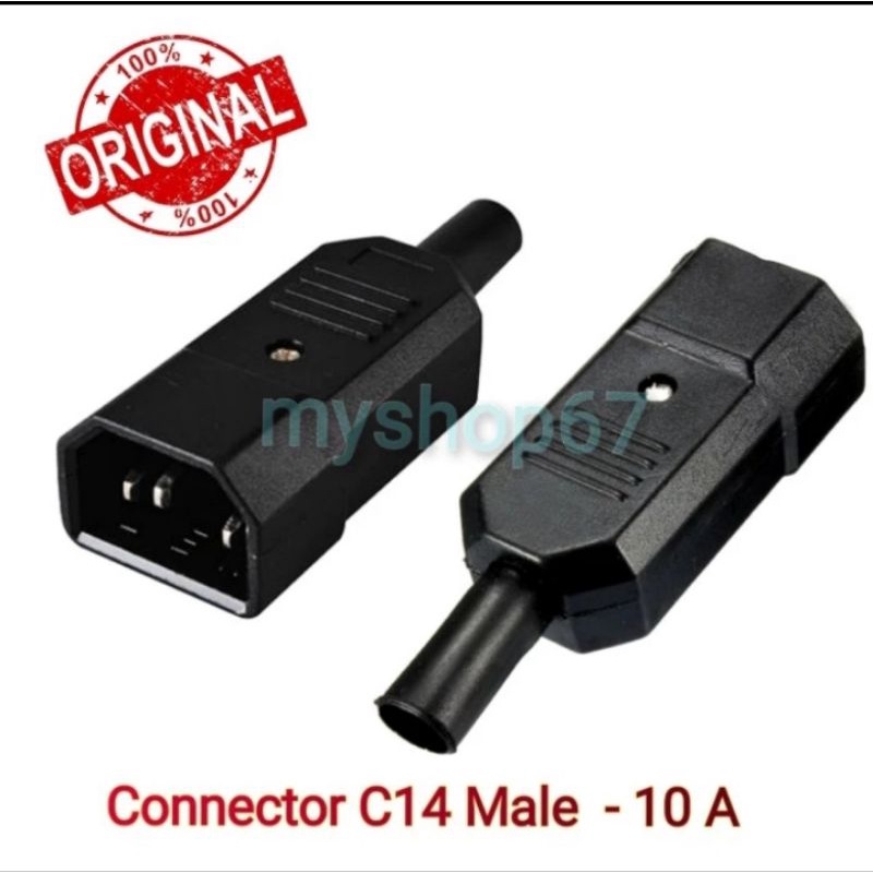 Jual Konektor C14 Male - 10 Ampere (Socket 14 Male) | Shopee Indonesia