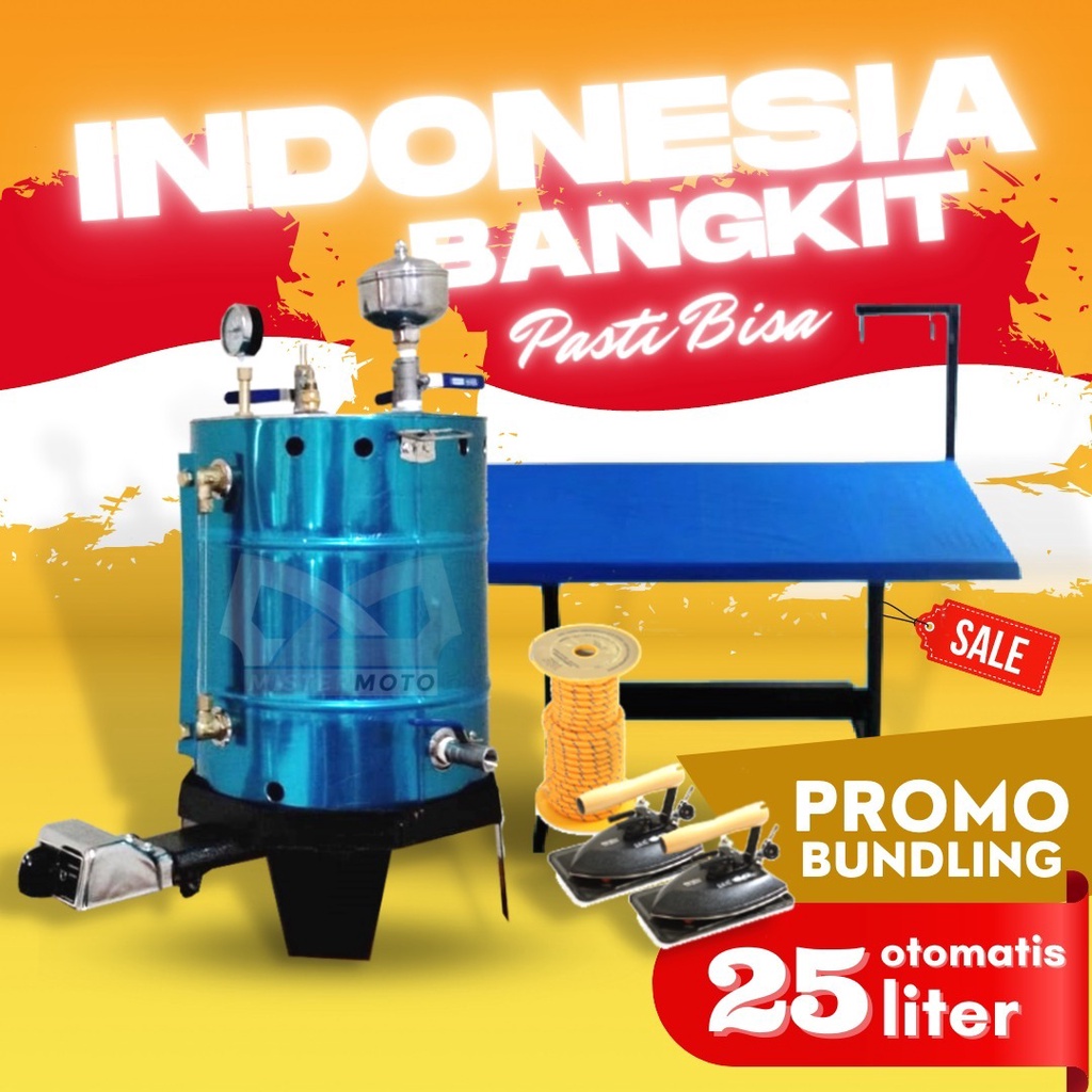 Jual PROMO Setrika Uap Laundry Konveksi 25ltr Otomatis dan 2 Meja
