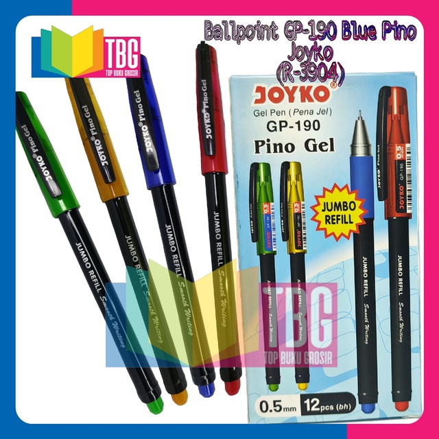 Jual BALLPOINT GP-190 BLUE PINO JOYKO/ BOLPEN GEL WARNA BIRU/ PENA ...