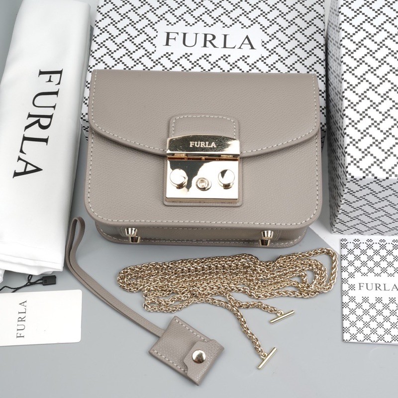 FURLA METROPOLIS MINI CROSSBODY BAG GREY