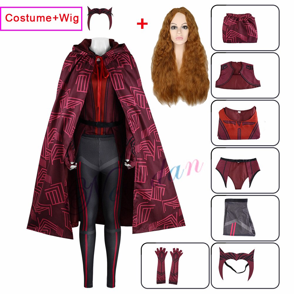Jual PreOrder Wanda Vision Scarlet Witch Cosplay Maximoff Costume Wig