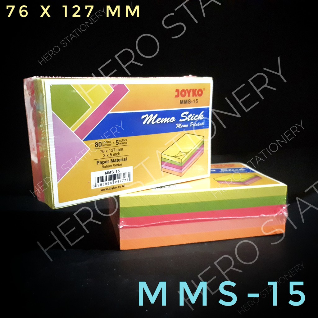 Jual Memo stick sticky notes kertas joyko persegi panjang 5 warna MMS ...