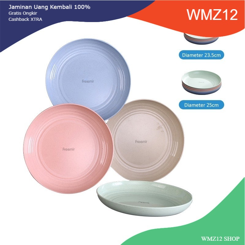 Jual Wmz Freemir Dinner Plate Piring Makan Wheat Straw Warna Warni Set Pcs Shopee Indonesia