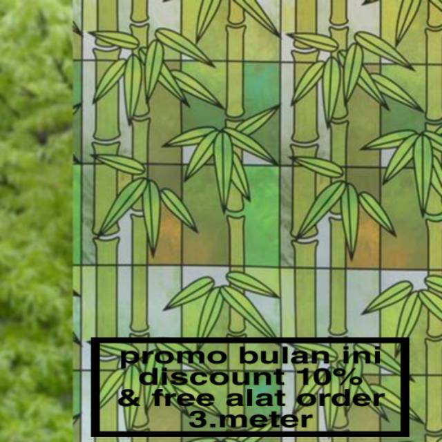 Jual STIKER KACA MOTIF BAMBU HIJAU BESAR ATAU STICKER JENDELA MOTIF ...