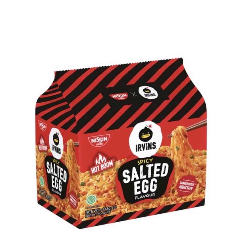 Jual NISSIN X IRVINS [HOT BOOM] Salted Egg Noodle Spicy Pack | Shopee ...