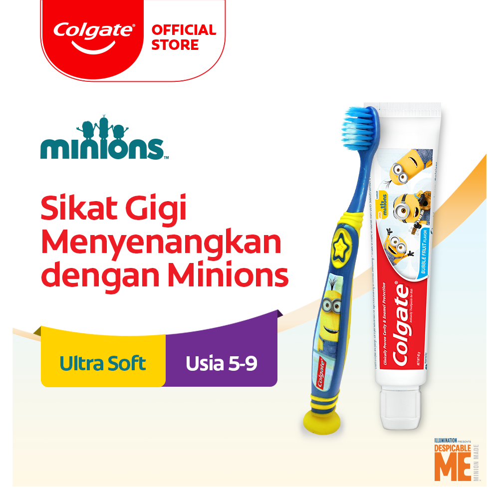 Jual Colgate Kids Minion Bubble Fruit Toothpaste 40g + Ultra Soft ...