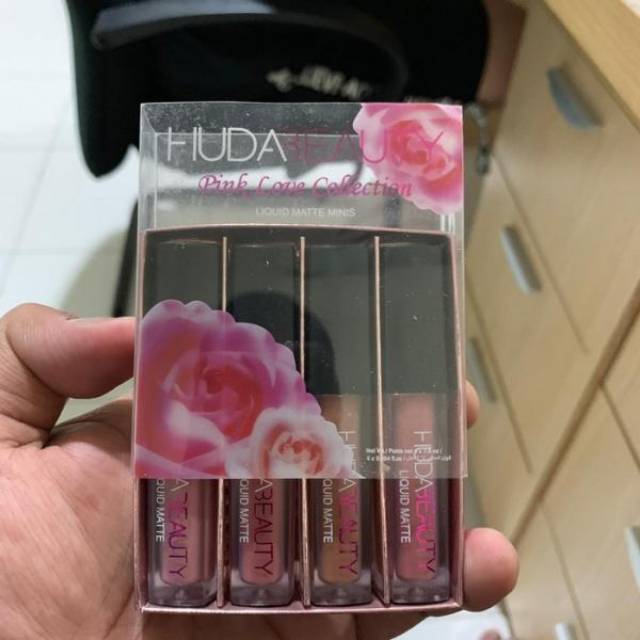 Jual 1 paket 4pcs Huda Beauty Liquid Matte Minis PINK LOVE