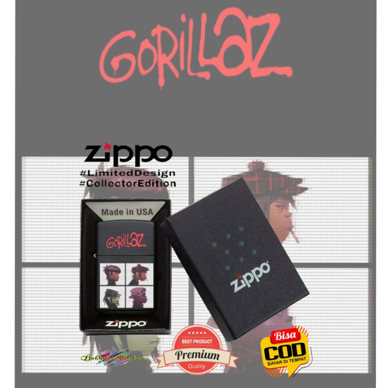 Jual ZIPPO BLACK MATTE CUSTOM PRINT UV GORILAZ DESIGN BISA REQUEST ...