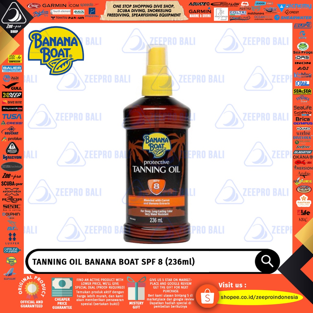Jual Protective Spray Tanning Oil Banana Boat Minyak Body Kulit SPF 8