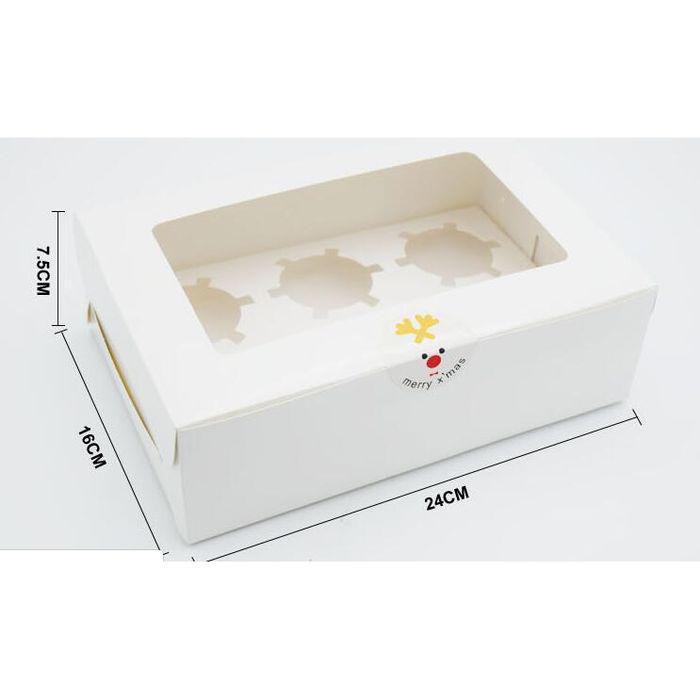 Jual BOX PUTIH CUPCAKE ISI 6 LUBANG PACKING MUFFIN KOTAK MIKA / GIFT