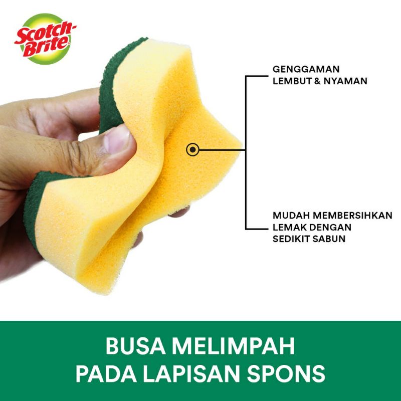Jual 3M Scotch-Brite Sabut Spons Cuci Piring Basic | Shopee Indonesia