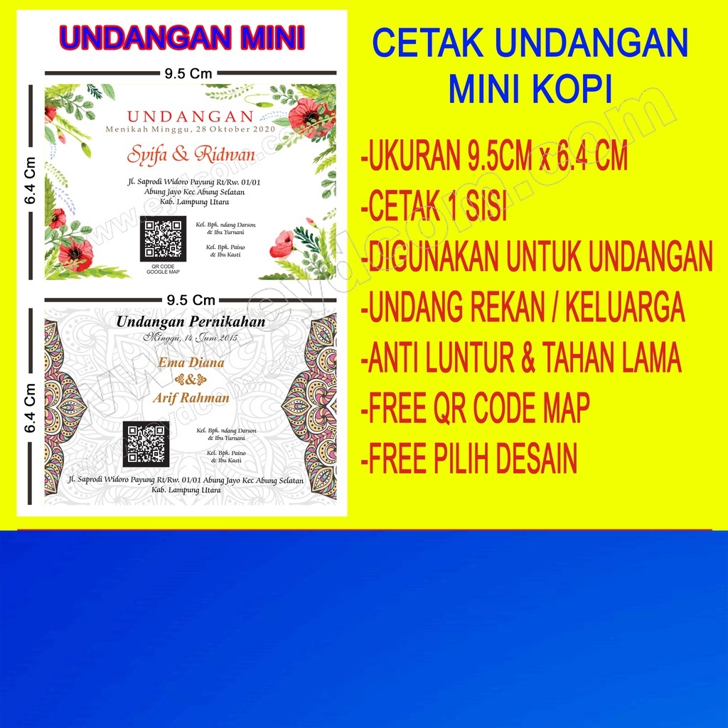 Jual CETAK UNDANGAN MINI KOPI PERNIKAHAN KHITANAN UNDANGAN NIKAHAN