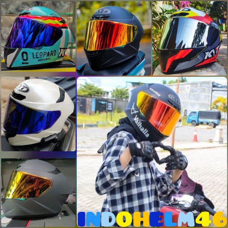 Jual Kaca Helm Kyt Tt Course Iridium Blue Iridium Red Silver Gold Flat