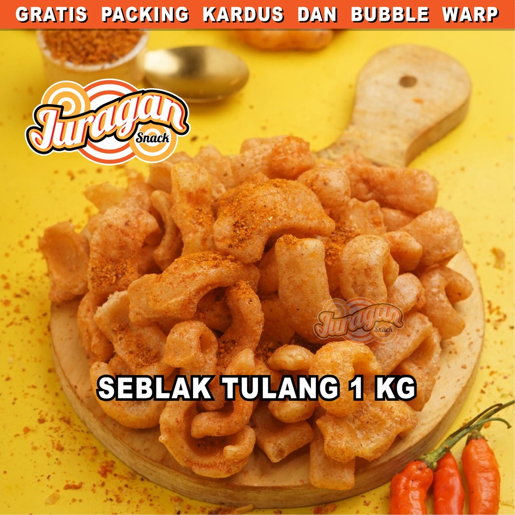 Jual Kerupuk Seblak Tulang Pedas 1 Kg Snack Kiloan Makanan Ringan