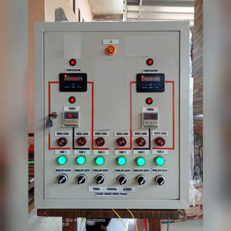 Jual panel blower kandang ayam,1 phase,3 blower lantai atas 3 blower ...