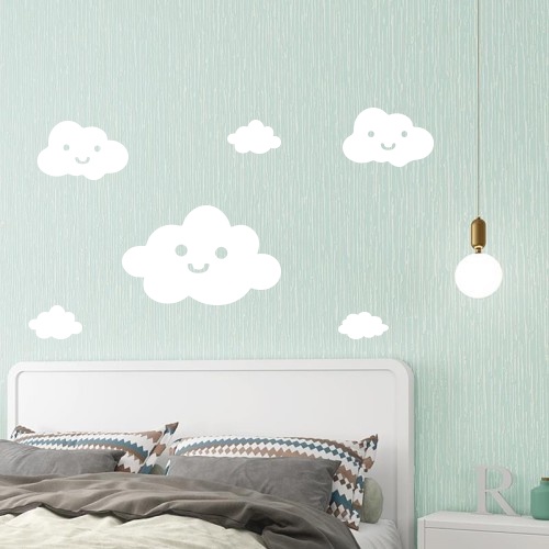 Jual stiker dinding dekorasi dinding kamar tidur awan smile | Shopee ...
