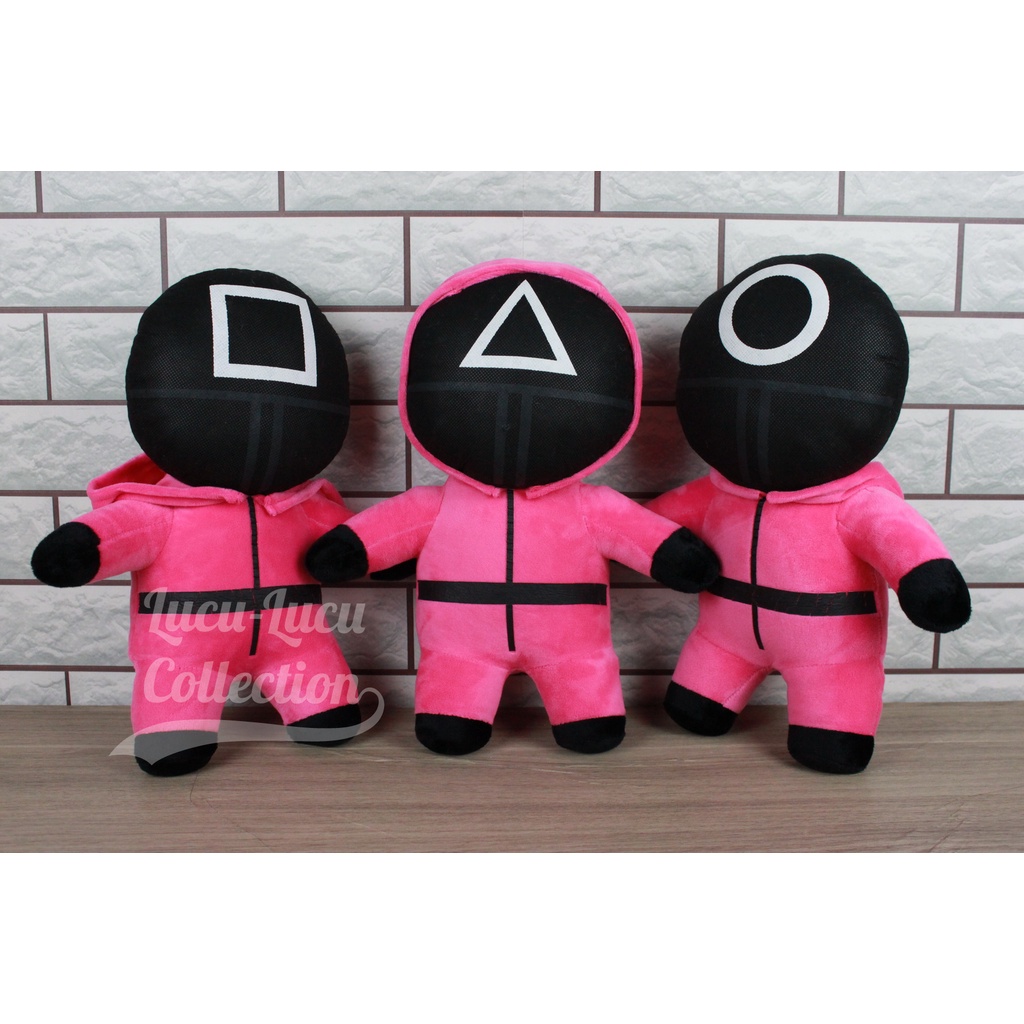 Jual Mainan Anak Boneka Squid Game Kotak Bulat Segita Ukuran M dan L