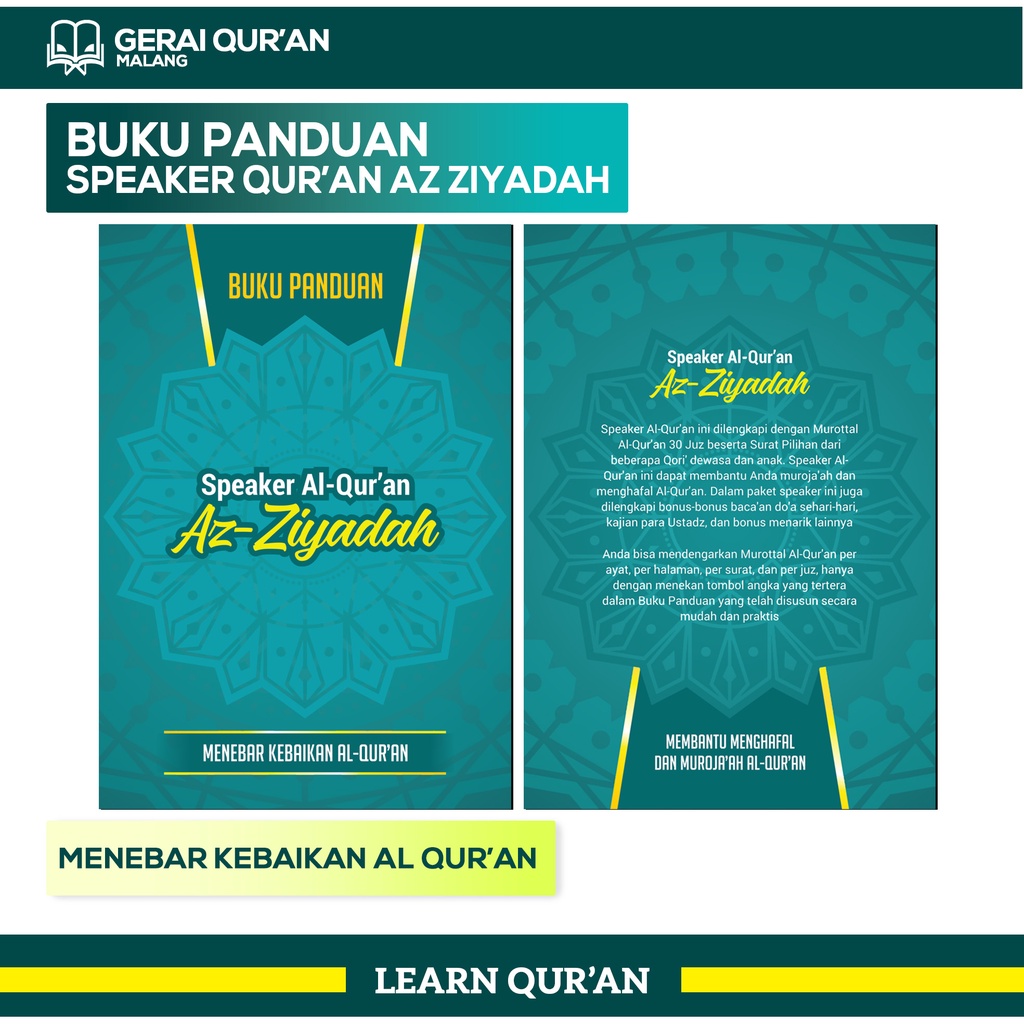 Jual Buku Petunjuk Panduan Penggunaan Speaker Quran AzZiyadah A6