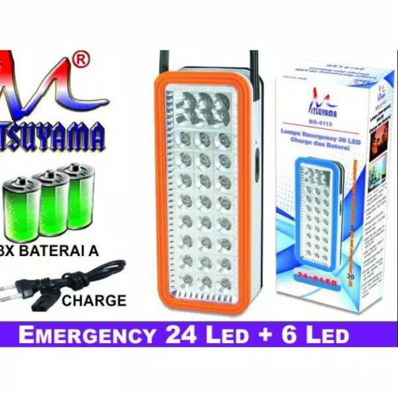 Jual Lampu Emergency 30led Charge Dan Baterai Ms 6113 Lampu Emergency