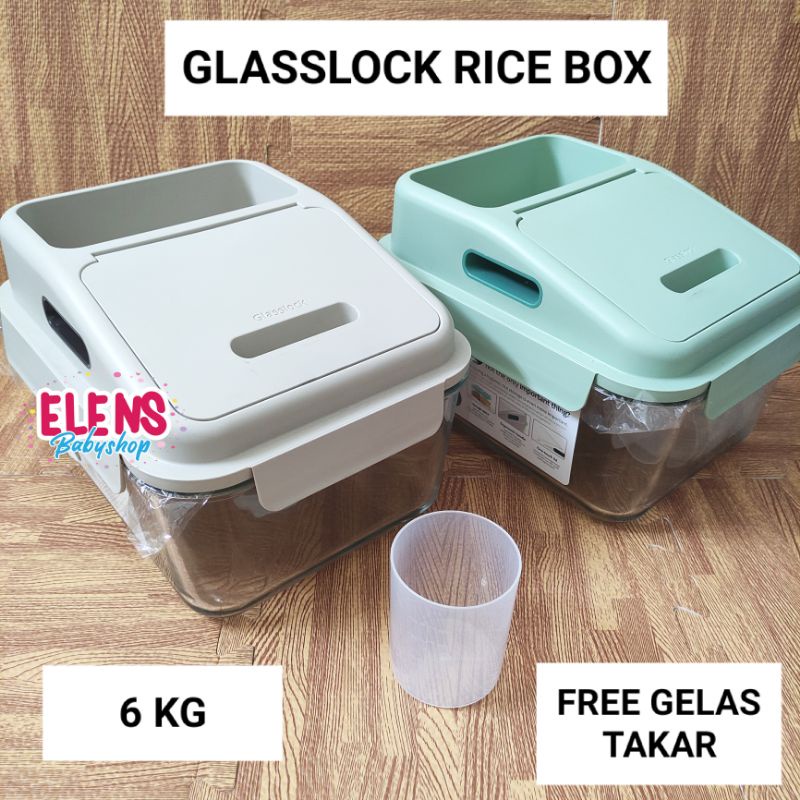 Jual GLASSLOCK RICE BOX tempt beras container grain 6kg | Shopee Indonesia