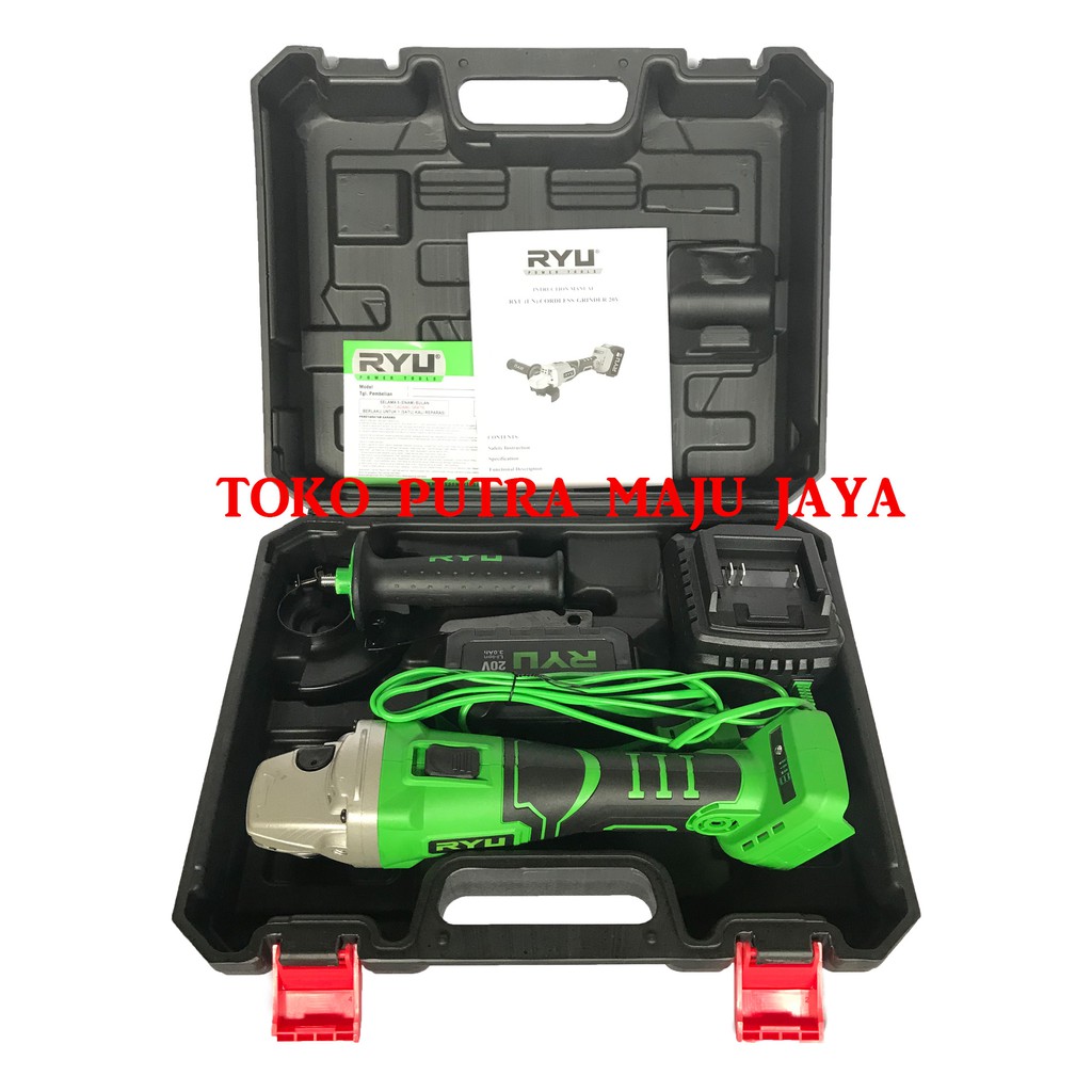 Jual MESIN GERINDA TANGAN RYU 20VOLT BATERAI CORDLESS GRINDER 4