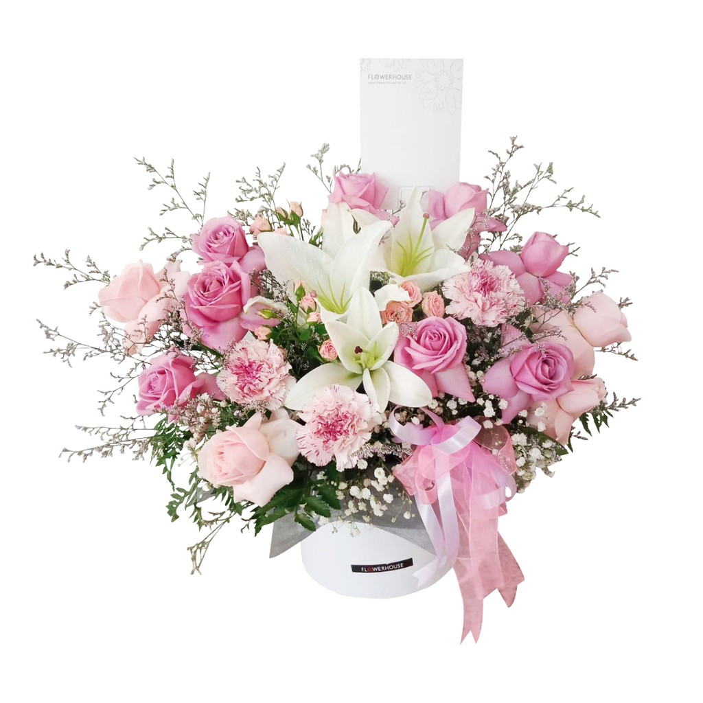 Jual Flowerhouse - Lilac Posy Box / Rangkaian Bunga Box Mawar dan Lily ...