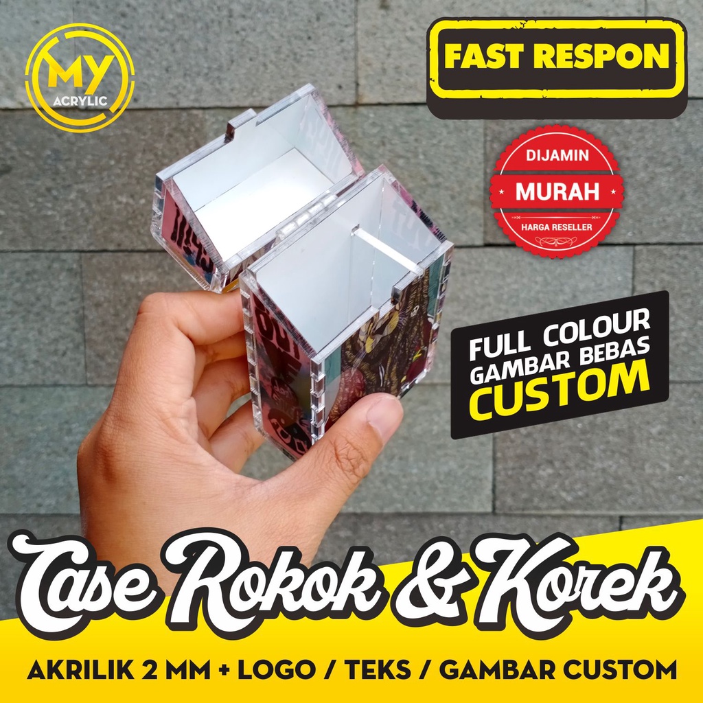 Jual Case Rokok + Sekat Korek - Full Gambar berwarna - Akrilik bening ...