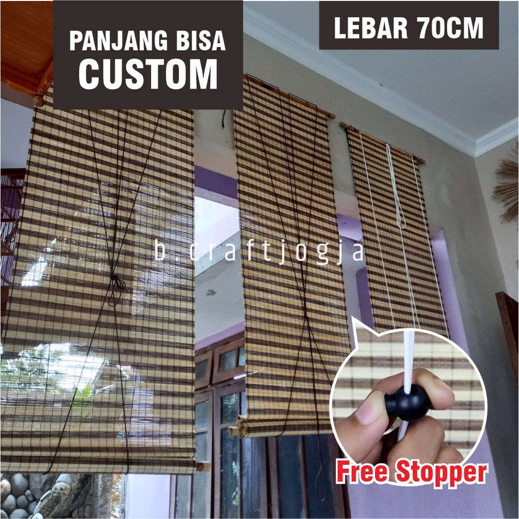 Kerai Tirai Gorden Gulung Lidi Tenun Lebar 70 cm Custom ( 100 cm, 120 cm dan 150 cm )