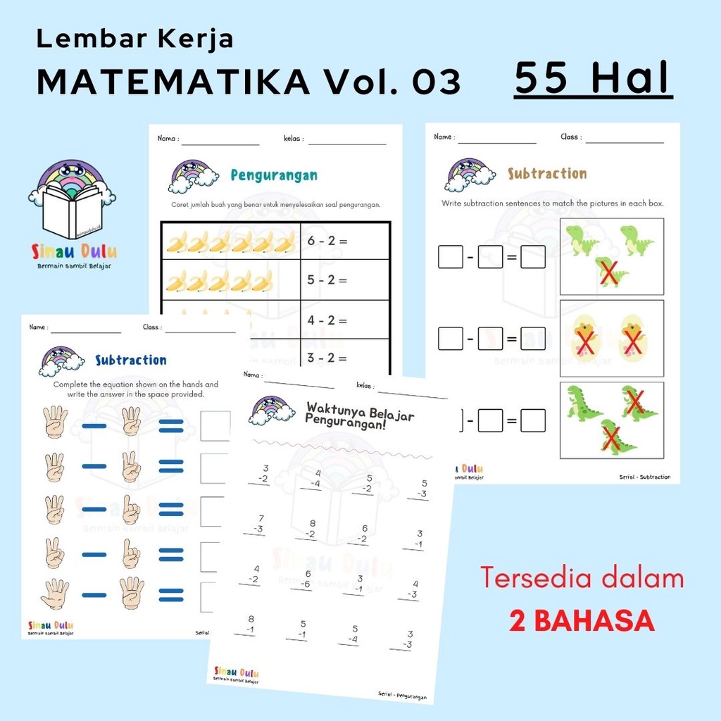 Jual Lembar Kerja (Worksheet) MATEMATIKA Vol. 03 Anak 2 3 4 5 6 Tahun ...