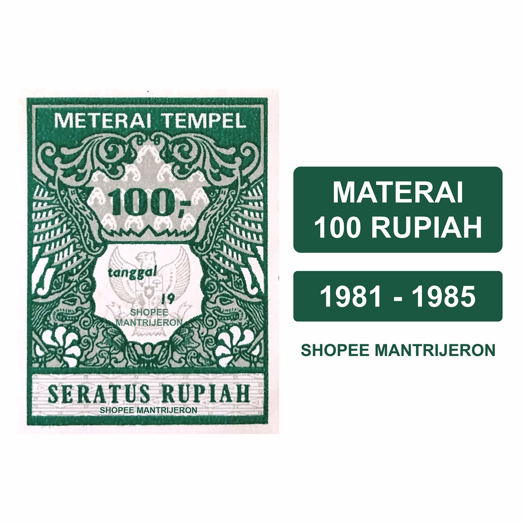 Jual Materai 100 Tahun 1981 1985 Meterai Tempel Seratus Rupiah Lama