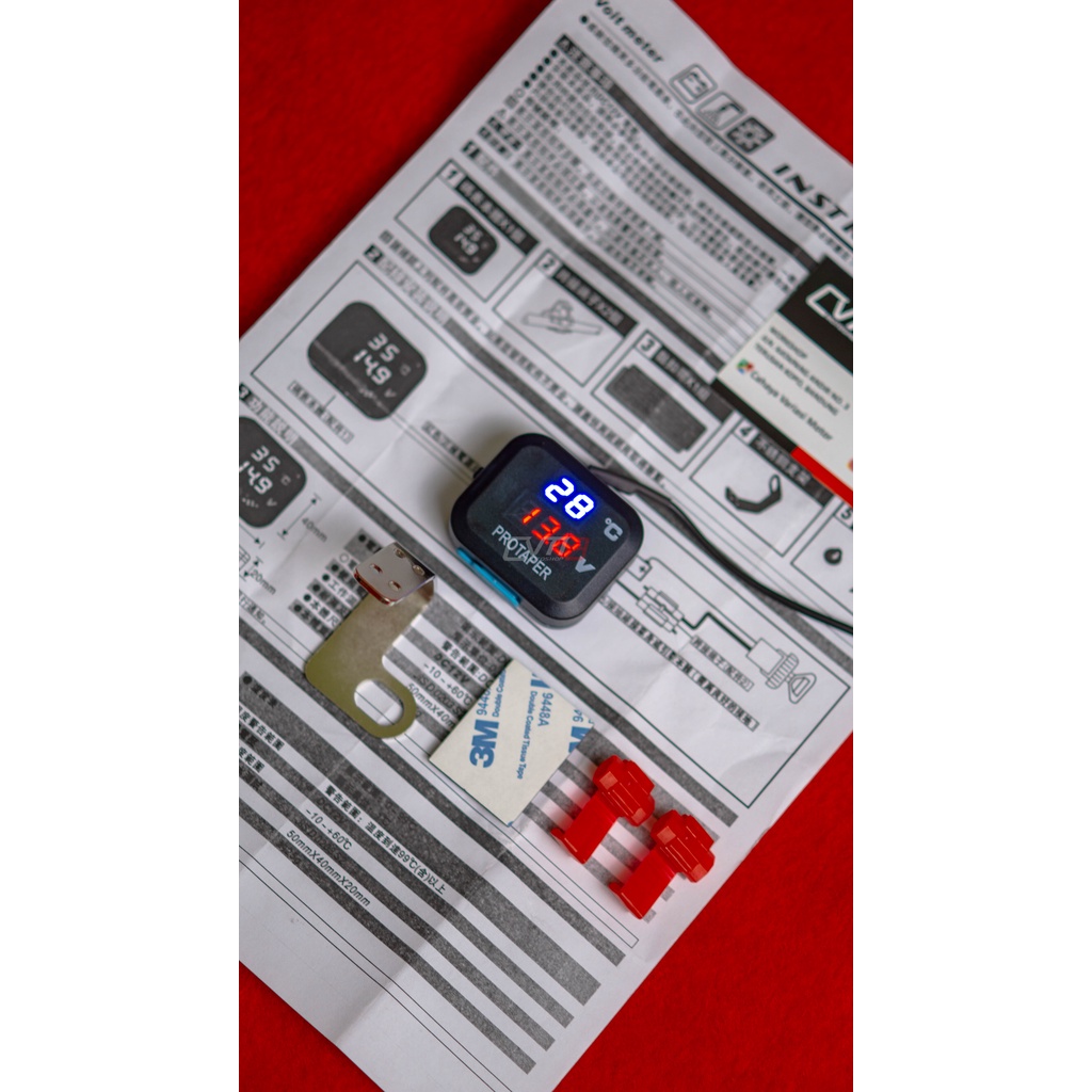 Jual Voltmeter Digital JAPAN Nmax Aerox Lexi PCX ADV suhu voltase aki