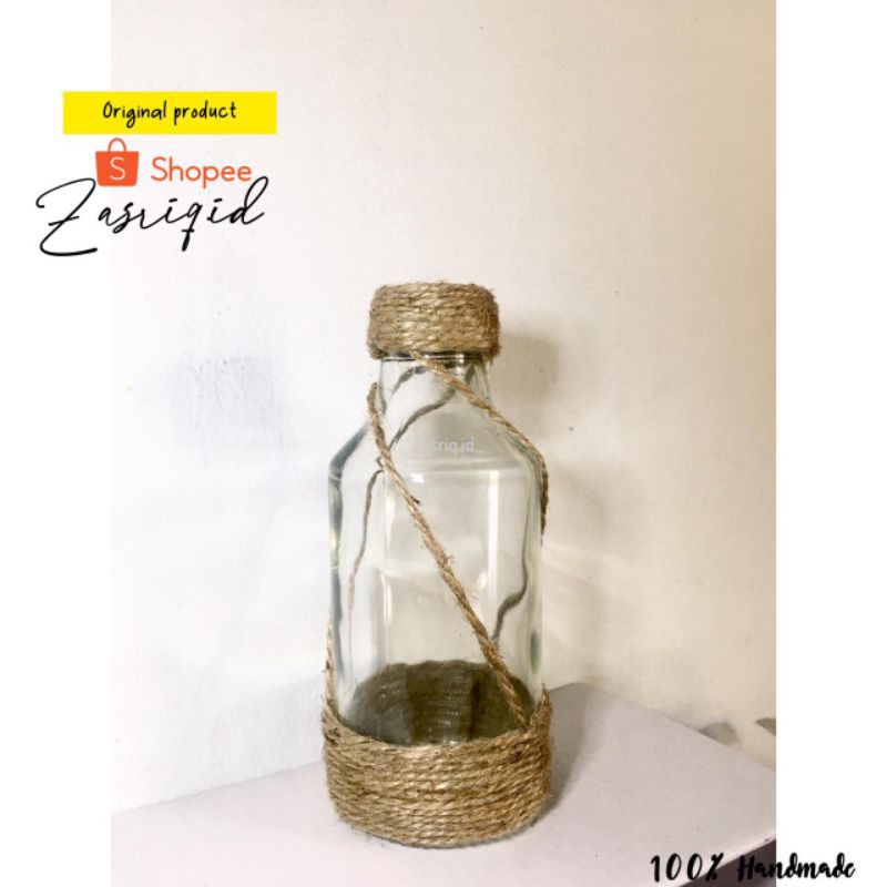 Jual Botol kaca murah | botol kaca hiasan lilit | vas botol kaca rustik ...