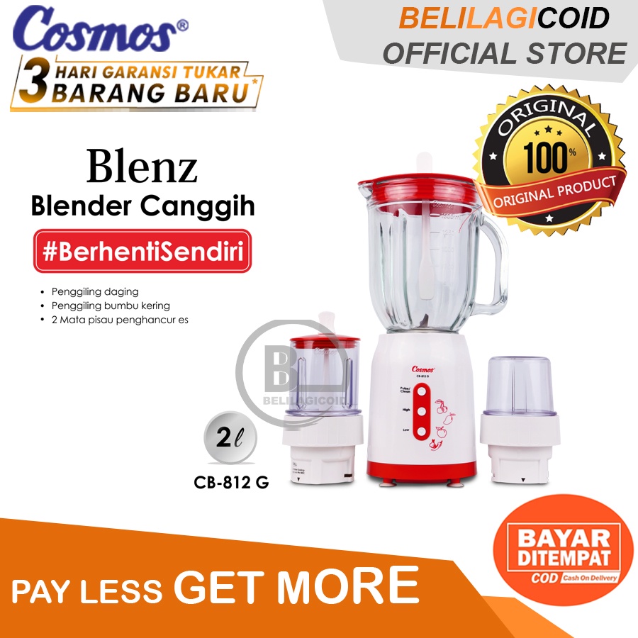 Jual Cosmos Blender Kaca 3in1 CB 812 G / Blander Cosmos ORIGINAL CB ...